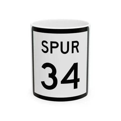 Texas Spur 34 (Texas) (Road Sign) White Coffee Mug 11oz - Go Mug Yourself