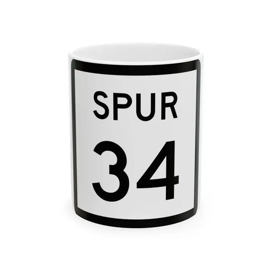 Texas Spur 34 (Texas) (Road Sign) White Coffee Mug 11oz - Go Mug Yourself