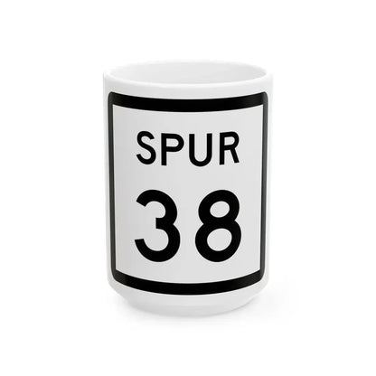 Texas Spur 38 (Texas) (Road Sign) White Coffee Mug 15oz - Go Mug Yourself