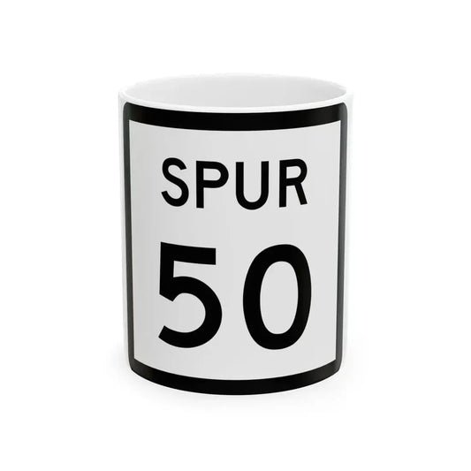 Texas Spur 50 (Texas) (Road Sign) White Coffee Mug 11oz - Go Mug Yourself