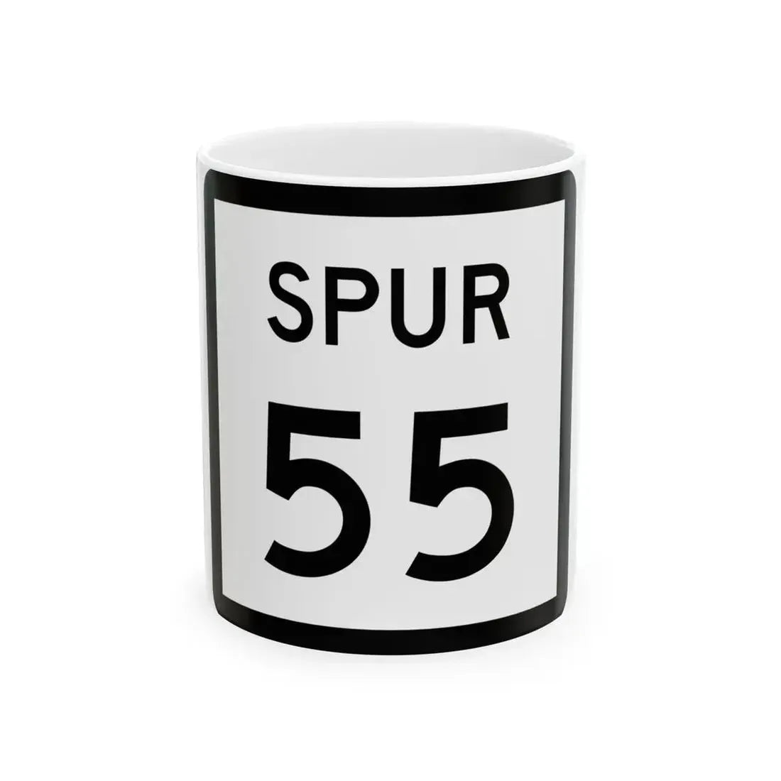 Texas Spur 55 (Texas) (Road Sign) White Coffee Mug 11oz - Go Mug Yourself