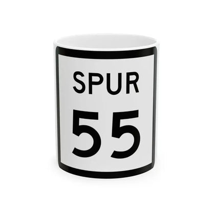 Texas Spur 55 (Texas) (Road Sign) White Coffee Mug 11oz - Go Mug Yourself