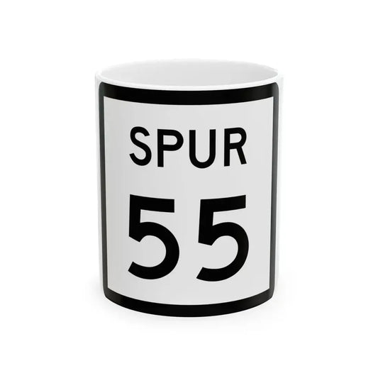 Texas Spur 55 (Texas) (Road Sign) White Coffee Mug 11oz - Go Mug Yourself