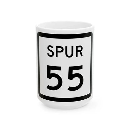 Texas Spur 55 (Texas) (Road Sign) White Coffee Mug 15oz - Go Mug Yourself