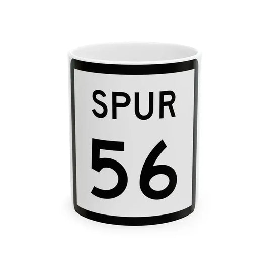 Texas Spur 56 (Texas) (Road Sign) White Coffee Mug 11oz - Go Mug Yourself