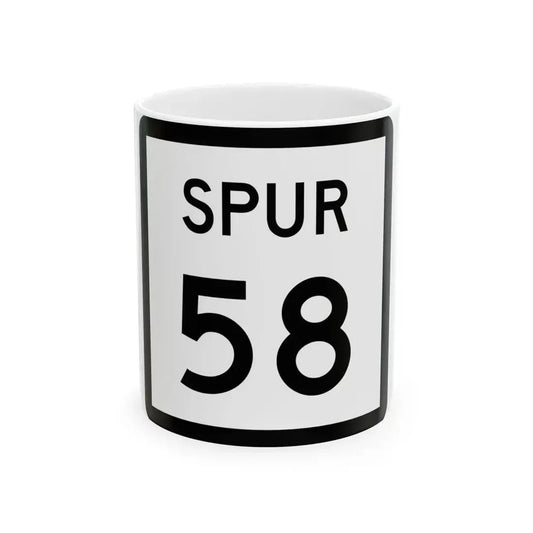 Texas Spur 58 (Texas) (Road Sign) White Coffee Mug 11oz - Go Mug Yourself