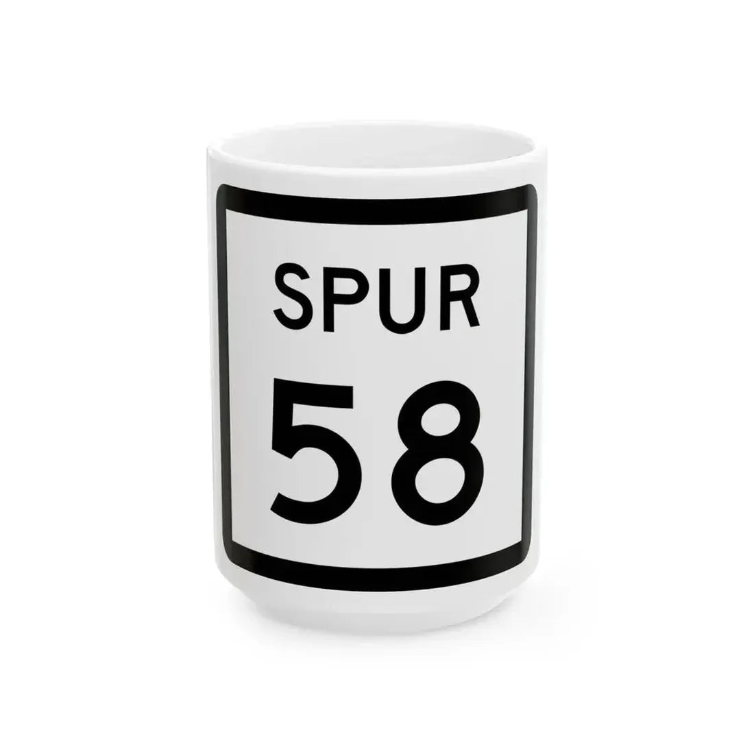 Texas Spur 58 (Texas) (Road Sign) White Coffee Mug 15oz - Go Mug Yourself