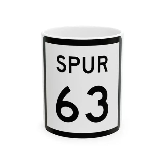 Texas Spur 63 (Texas) (Road Sign) White Coffee Mug 11oz - Go Mug Yourself