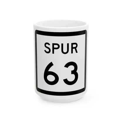 Texas Spur 63 (Texas) (Road Sign) White Coffee Mug 15oz - Go Mug Yourself