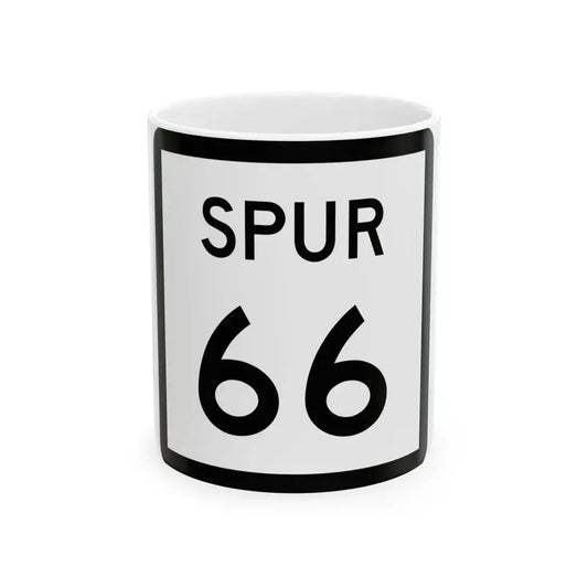 Texas Spur 66 (Texas) (Road Sign) White Coffee Mug 11oz - Go Mug Yourself