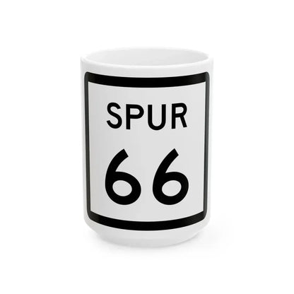 Texas Spur 66 (Texas) (Road Sign) White Coffee Mug 15oz - Go Mug Yourself