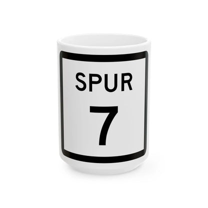 Texas Spur 7 (Texas) (Road Sign) White Coffee Mug 15oz - Go Mug Yourself