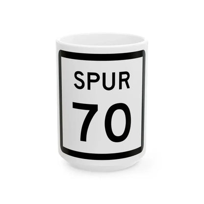 Texas Spur 70 (Texas) (Road Sign) White Coffee Mug 15oz - Go Mug Yourself
