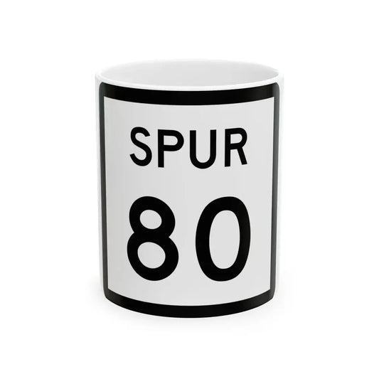 Texas Spur 80 (Texas) (Road Sign) White Coffee Mug 11oz - Go Mug Yourself