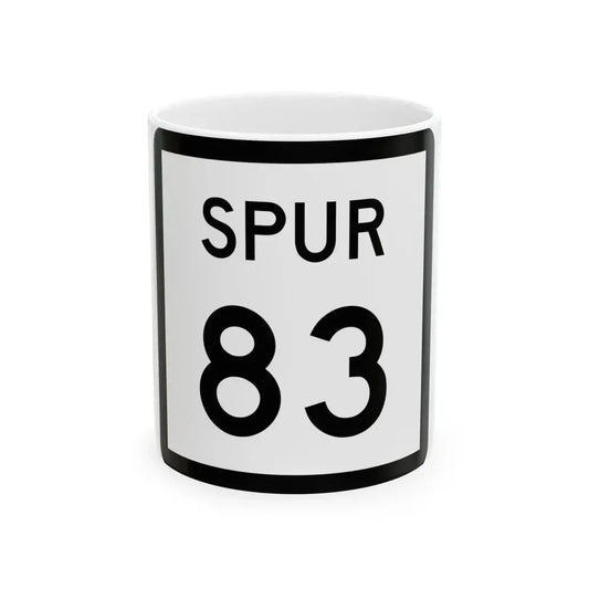Texas Spur 83 (Texas) (Road Sign) White Coffee Mug 11oz - Go Mug Yourself