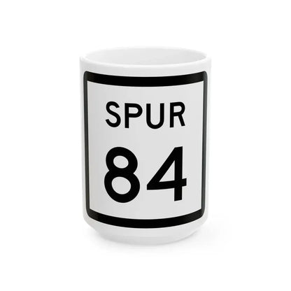 Texas Spur 84 (Texas) (Road Sign) White Coffee Mug 15oz - Go Mug Yourself