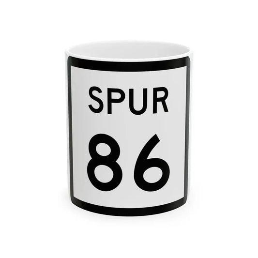 Texas Spur 86 (Texas) (Road Sign) White Coffee Mug 11oz - Go Mug Yourself