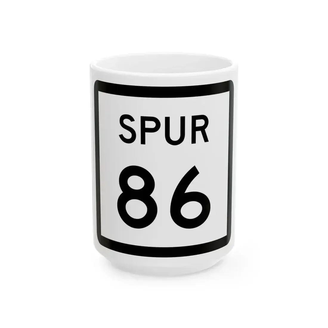 Texas Spur 86 (Texas) (Road Sign) White Coffee Mug 15oz - Go Mug Yourself