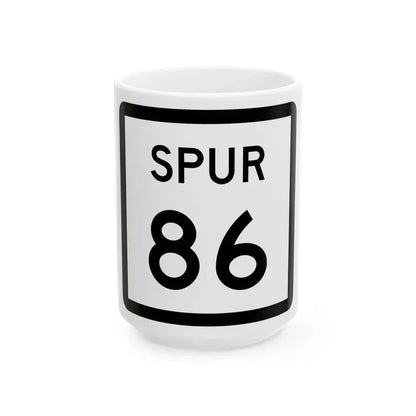 Texas Spur 86 (Texas) (Road Sign) White Coffee Mug 15oz - Go Mug Yourself