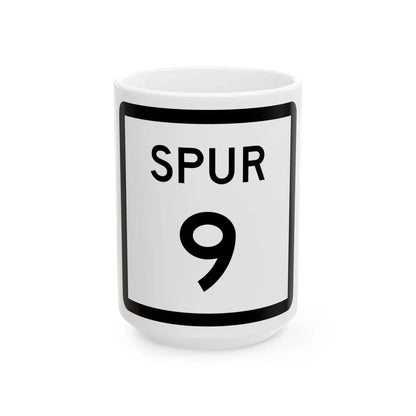 Texas Spur 9 (Texas) (Road Sign) White Coffee Mug 15oz - Go Mug Yourself