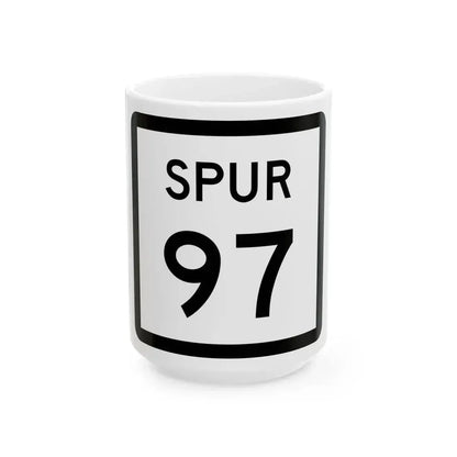 Texas Spur 97 (Texas) (Road Sign) White Coffee Mug 15oz - Go Mug Yourself
