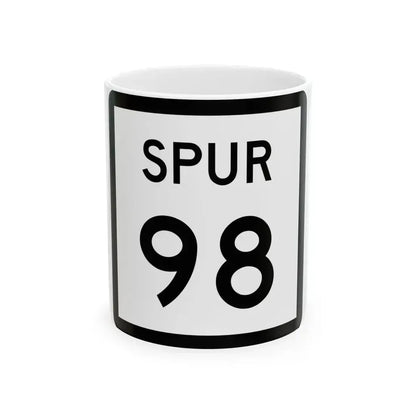 Texas Spur 98 (Texas) (Road Sign) White Coffee Mug 11oz - Go Mug Yourself