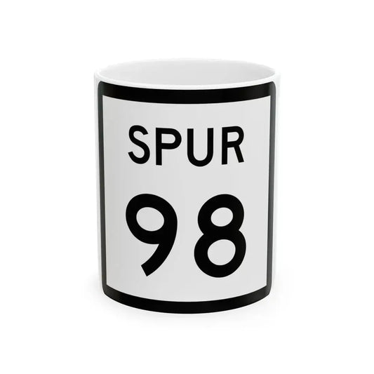Texas Spur 98 (Texas) (Road Sign) White Coffee Mug 11oz - Go Mug Yourself