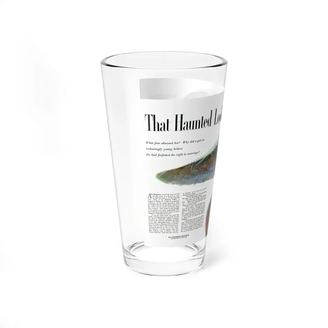 That Haunted Look (1), Redbook, November 1954 (Magazine Illustration) Pint Glass 16oz - Go Mug Yourself