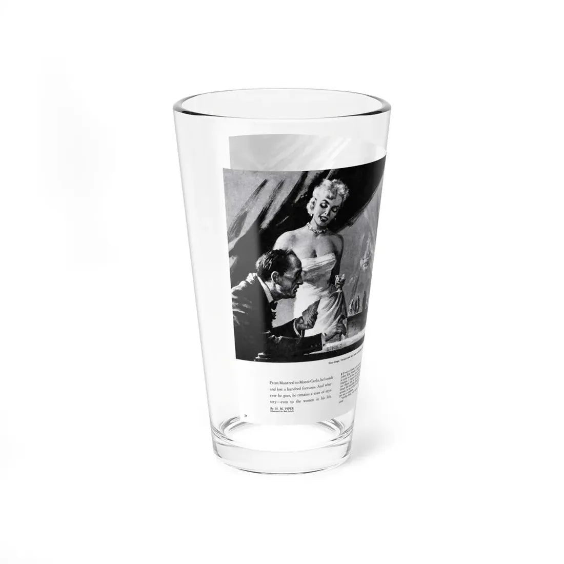The 1,001 Lives Of Novarro The Tiger, Male magazine, February 1957 (Magazine Illustration) Pint Glass 16oz - Go Mug Yourself