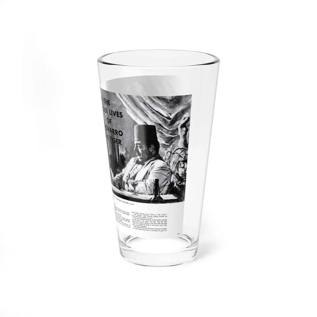 The 1,001 Lives Of Novarro The Tiger, Male magazine, February 1957 (Magazine Illustration) Pint Glass 16oz - Go Mug Yourself