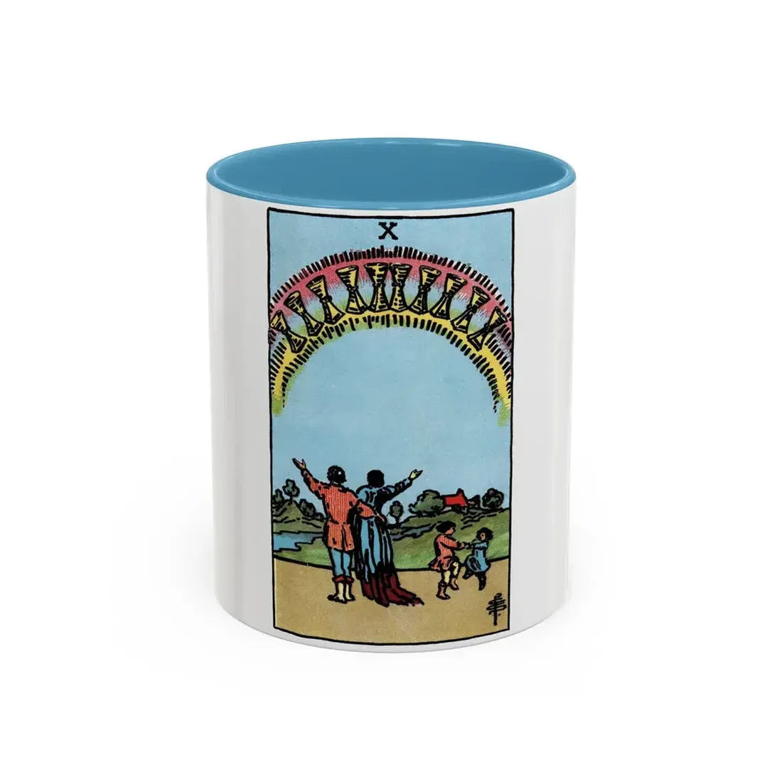 The 10 of Cups (Tarot Card) Accent Coffee Mug 11oz Light Blue - Go Mug Yourself