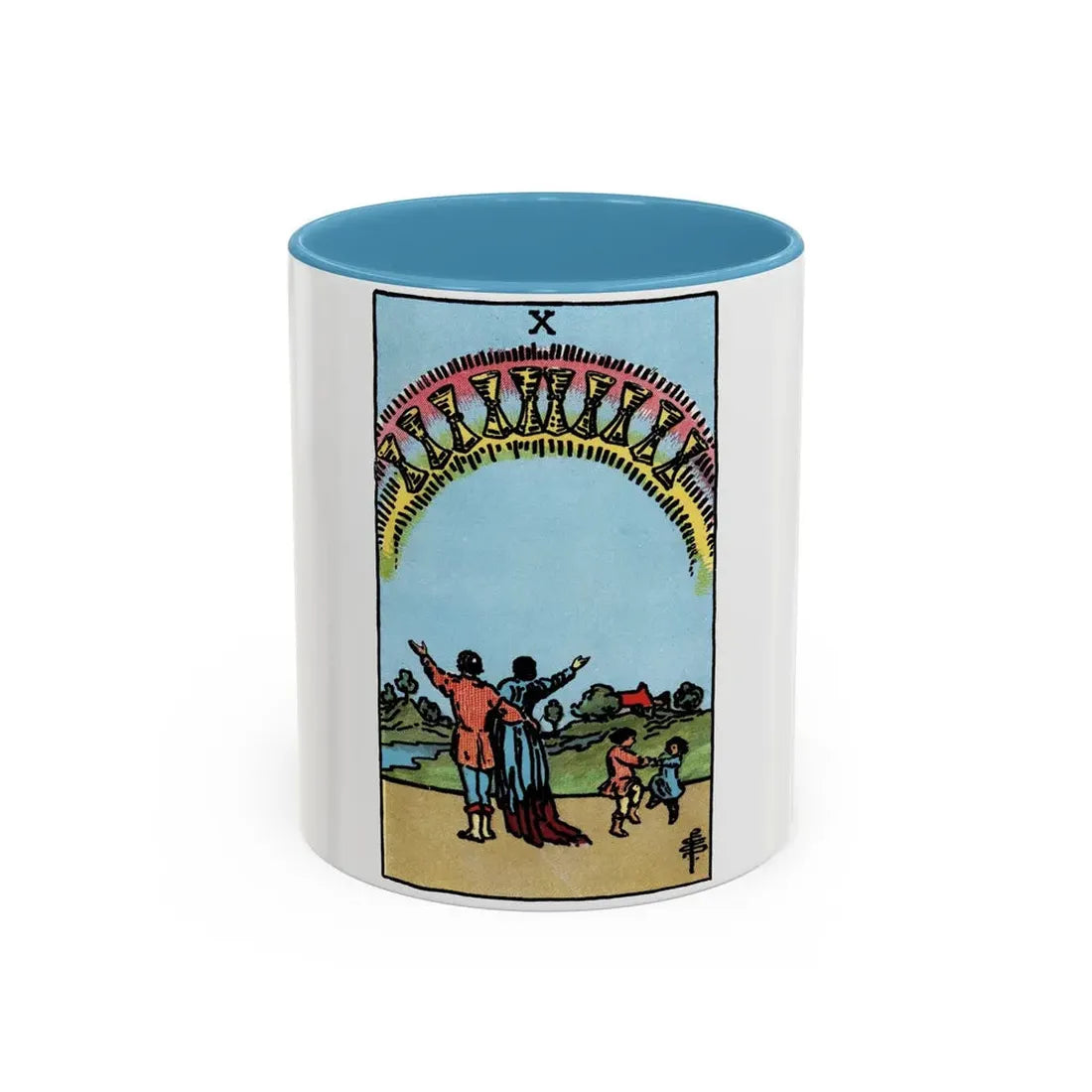 The 10 of Cups (Tarot Card) Accent Coffee Mug 11oz Light Blue - Go Mug Yourself