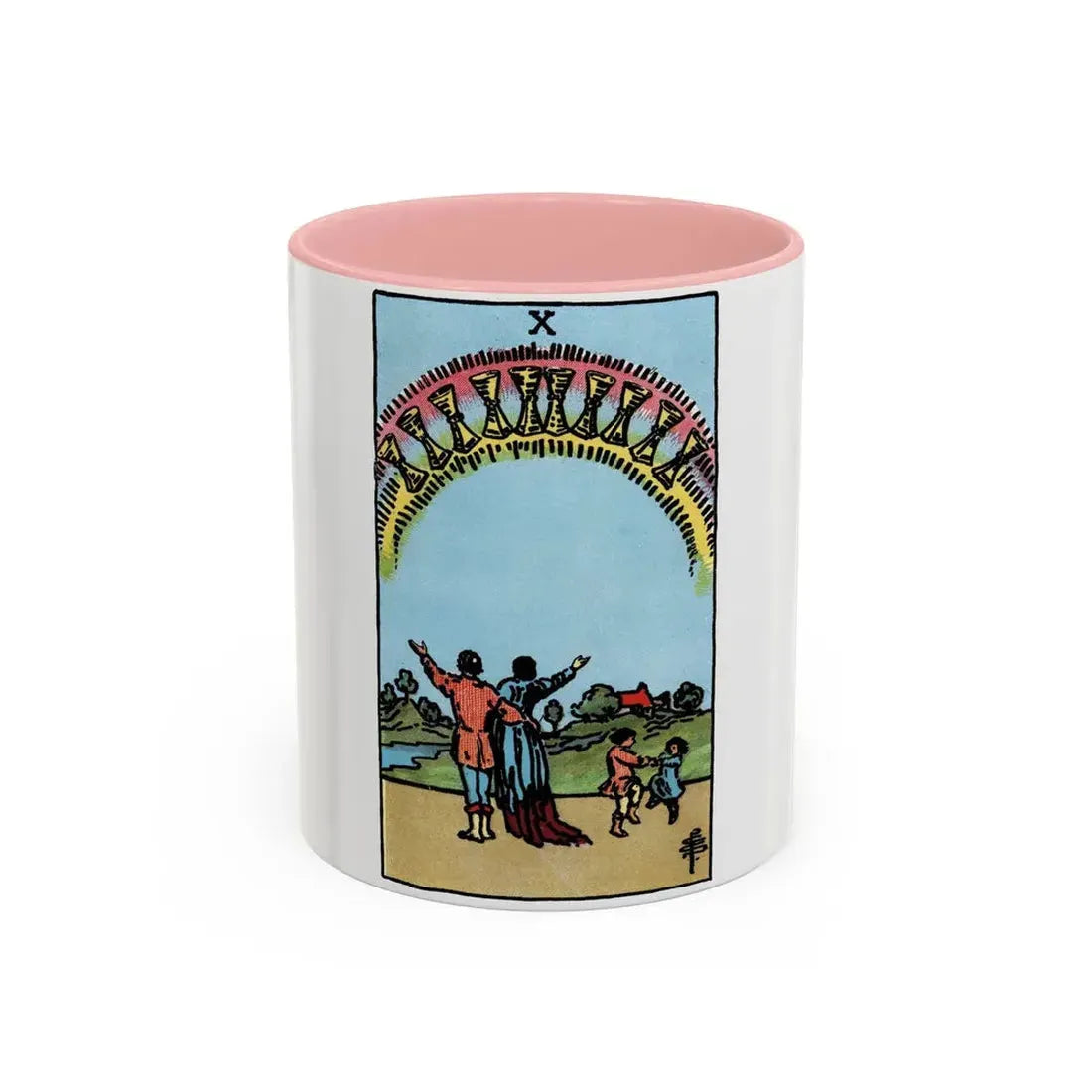 The 10 of Cups (Tarot Card) Accent Coffee Mug 11oz Pink - Go Mug Yourself