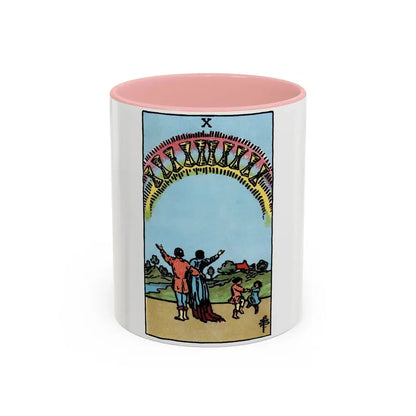 The 10 of Cups (Tarot Card) Accent Coffee Mug 11oz Pink - Go Mug Yourself