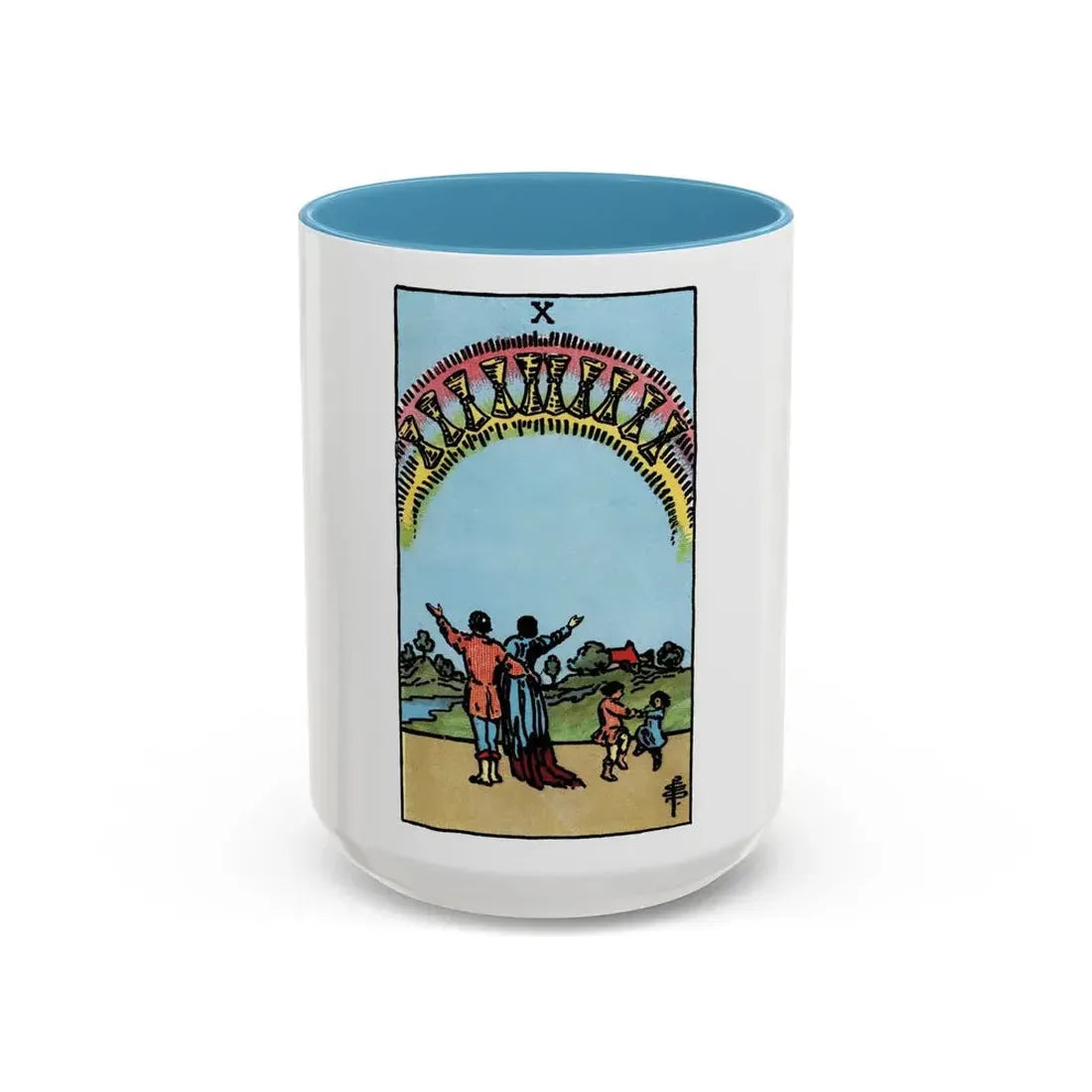 The 10 of Cups (Tarot Card) Accent Coffee Mug 15oz Light Blue - Go Mug Yourself