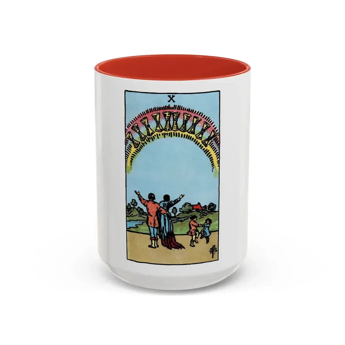The 10 of Cups (Tarot Card) Accent Coffee Mug 15oz Red - Go Mug Yourself