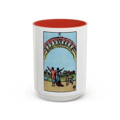 The 10 of Cups (Tarot Card) Accent Coffee Mug 15oz Red - Go Mug Yourself
