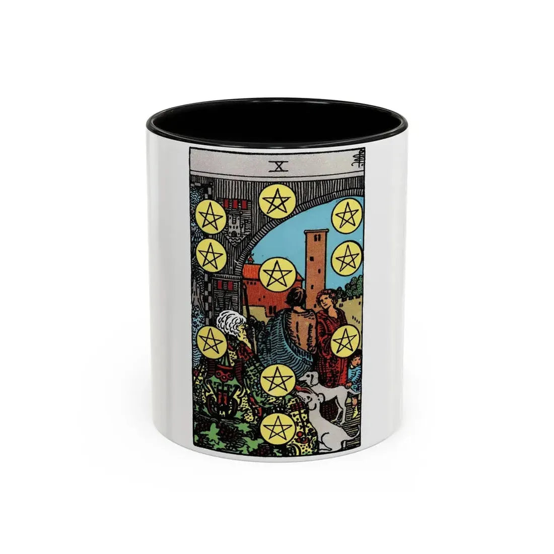 The 10 of Pentacles (Tarot Card) Accent Coffee Mug 11oz Black - Go Mug Yourself