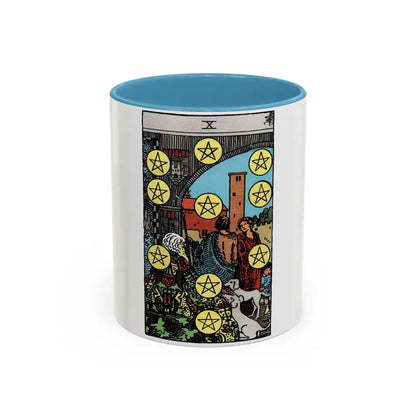 The 10 of Pentacles (Tarot Card) Accent Coffee Mug 11oz Light Blue - Go Mug Yourself