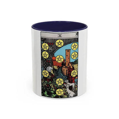 The 10 of Pentacles (Tarot Card) Accent Coffee Mug 11oz Navy - Go Mug Yourself