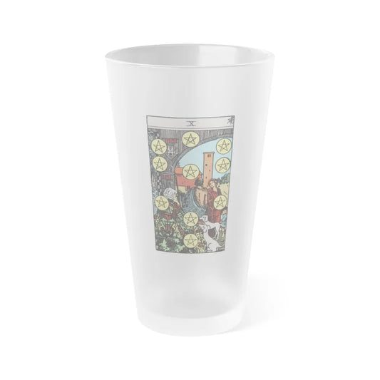 The 10 of Pentacles (Tarot Card) Frosted Pint Glass 16oz-Go Mug Yourself