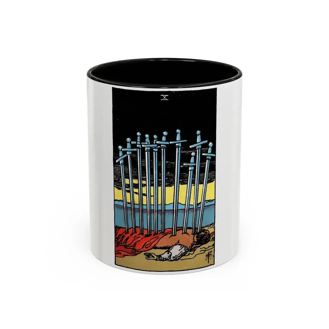 The 10 of Swords (Tarot Card) Accent Coffee Mug 11oz Black - Go Mug Yourself