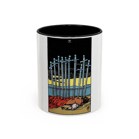 The 10 of Swords (Tarot Card) Accent Coffee Mug 11oz Black - Go Mug Yourself