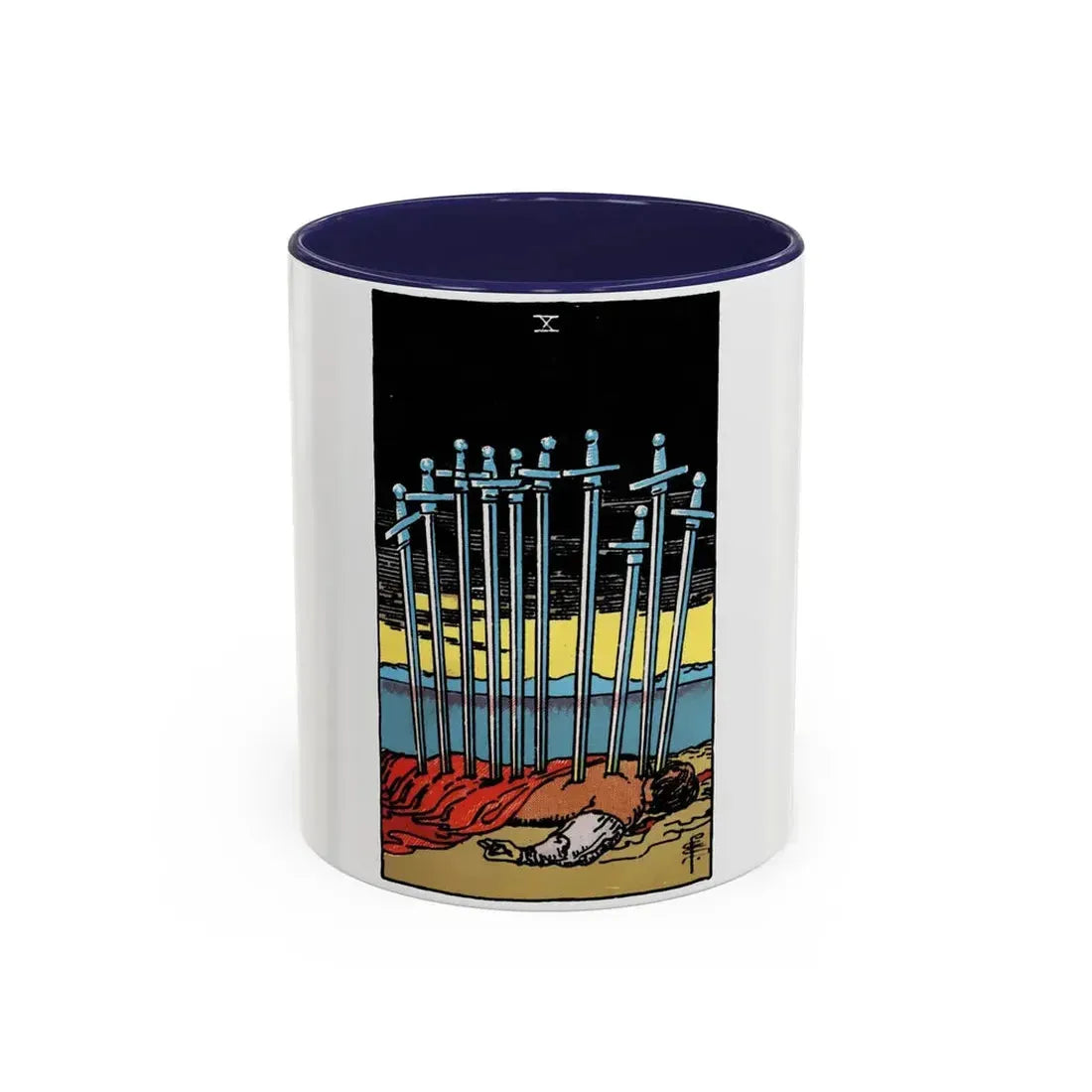 The 10 of Swords (Tarot Card) Accent Coffee Mug 11oz Navy - Go Mug Yourself