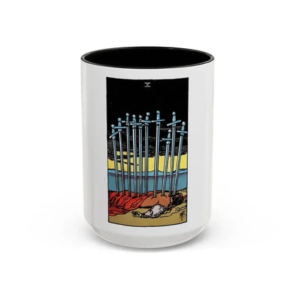 The 10 of Swords (Tarot Card) Accent Coffee Mug 15oz Black - Go Mug Yourself