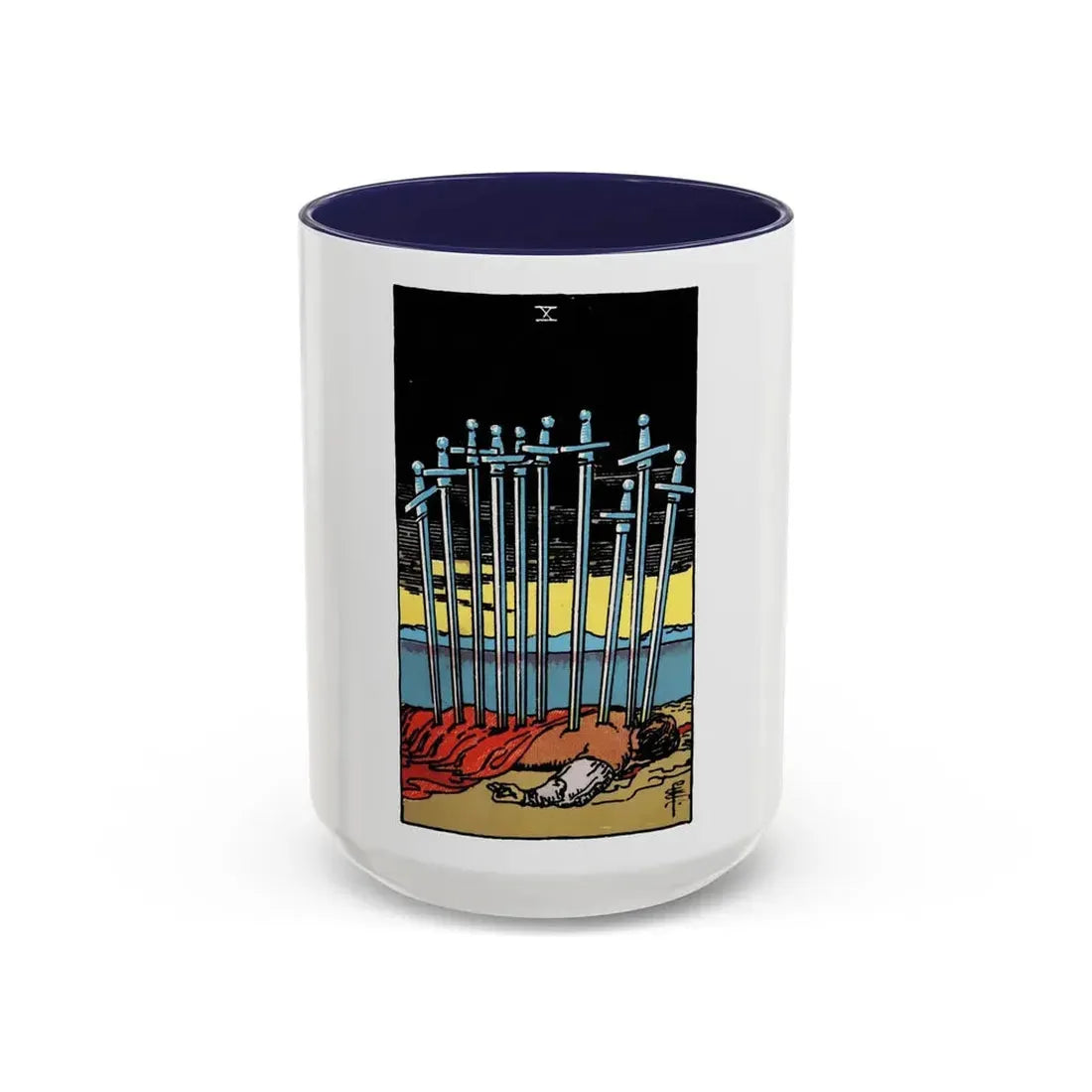 The 10 of Swords (Tarot Card) Accent Coffee Mug 15oz Navy - Go Mug Yourself