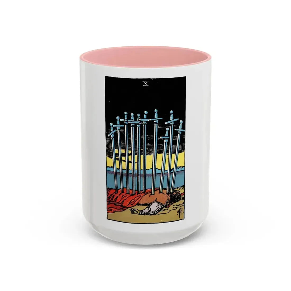 The 10 of Swords (Tarot Card) Accent Coffee Mug 15oz Pink - Go Mug Yourself
