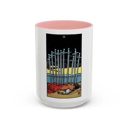The 10 of Swords (Tarot Card) Accent Coffee Mug 15oz Pink - Go Mug Yourself