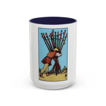 The 10 of Wands (Tarot Card) Accent Coffee Mug 15oz Navy - Go Mug Yourself