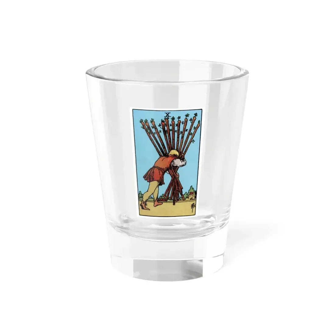 The 10 of Wands (Tarot Card) Shot Glass 1.5oz 1.5oz - Go Mug Yourself